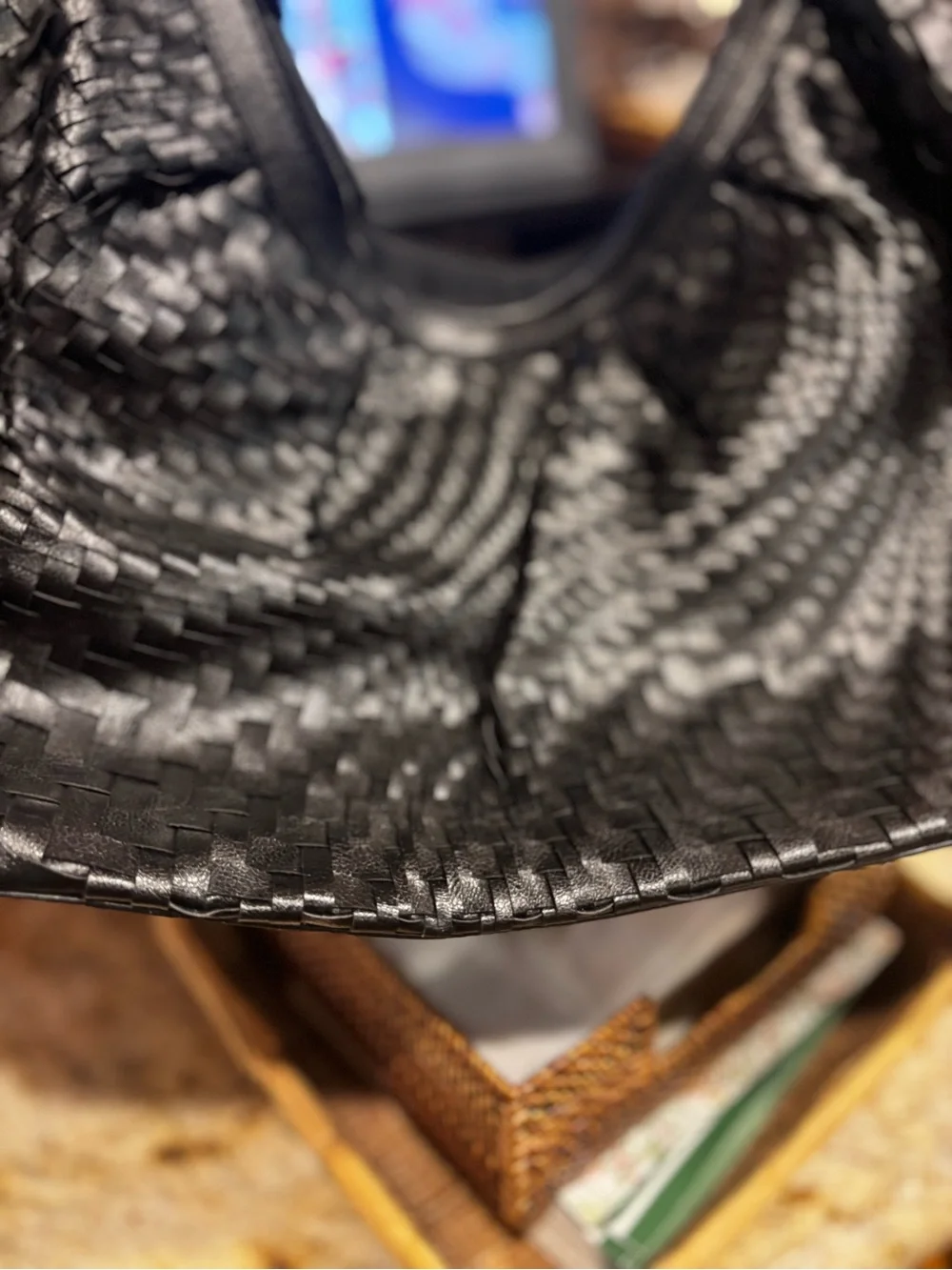 Coldwater Creek Black Leather-Trim Hobo Bag